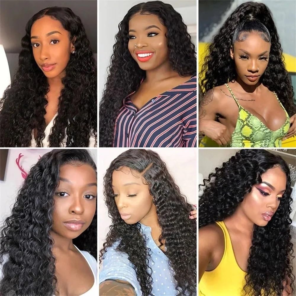 Doren Deep Curly Clip In Human Hair Extensions for Women 8 Pcs 20 Clips 120g Brazilian Remy Hair Water Wave Clip Ins Natural Black 8-24 Inches(8inches)