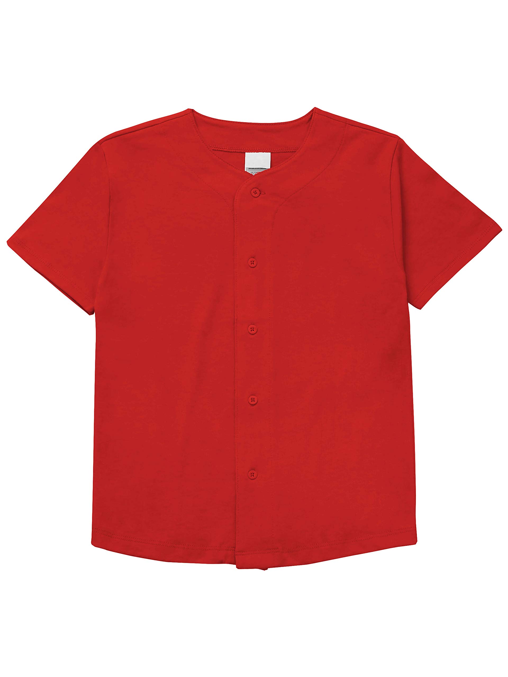 Kids Baseball Button Down Jersey (Large, 5ks0X_red)