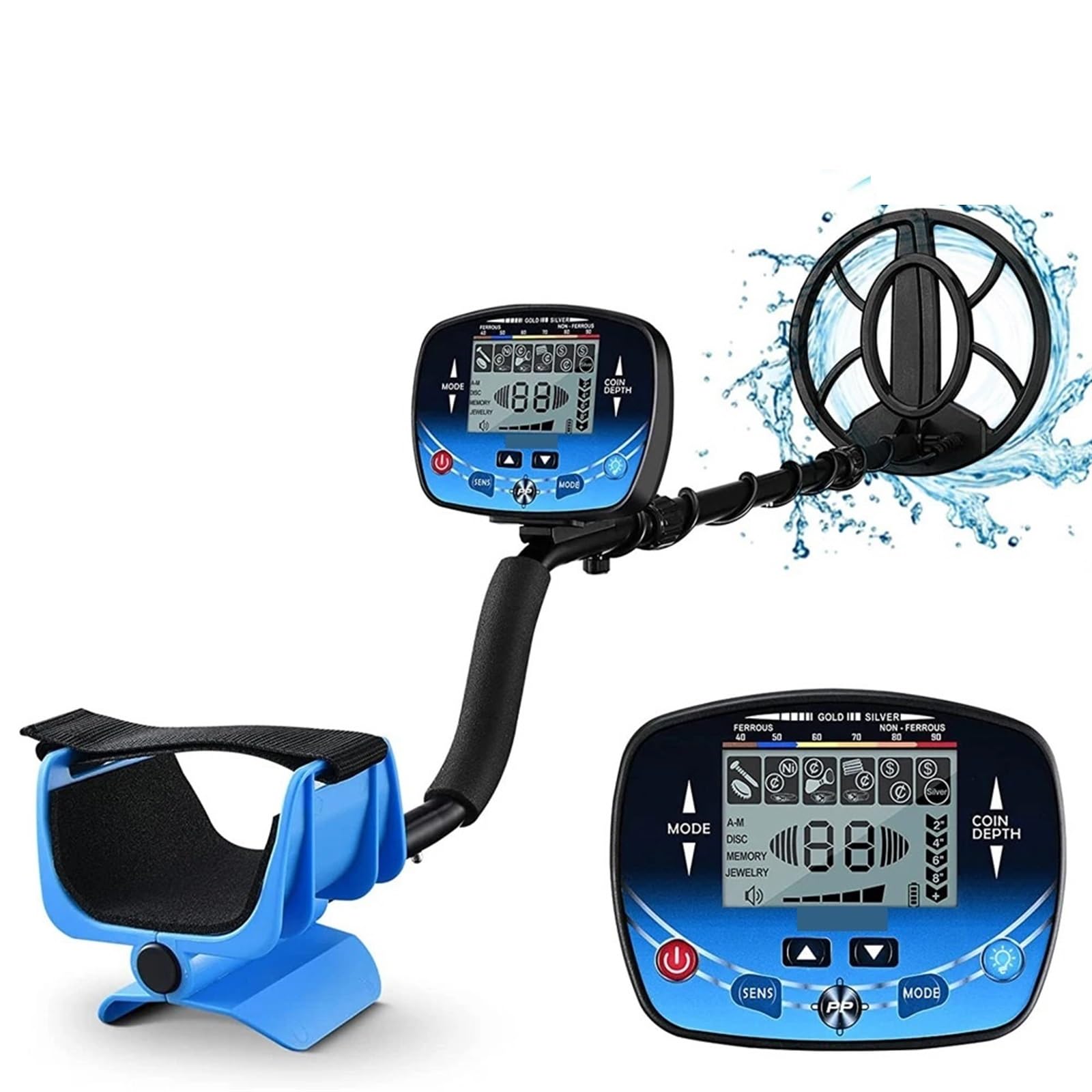 JVDDI Professional Underground Metal Detector With 9.8 Inch IP68 Waterproof Search Coil,LCD Display With Backlight Pinpoint