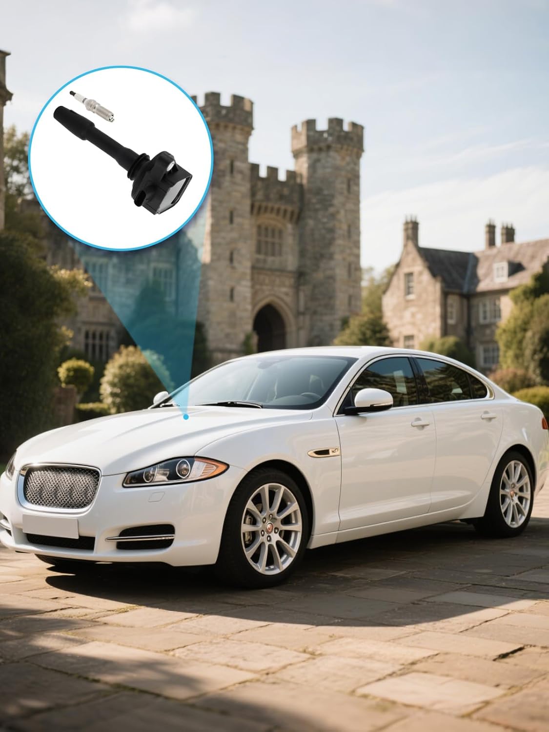 Set Of 8 UF618 LR010687 Ignition Coil Pack & Iridium Spark Plugs (5.0L Only) For 2010-2012 Jaguar XF XFR XJ XK XKR-S, For Land Rover LR4 Range Rover Sport 2010-2013, Replace # GN10591 UF637