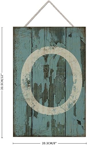 Vista 426 de Letrero colgante de madera con letra A, letrero de madera, decoración del hogar, 26 letras del alfabeto de metal, placa de madera, decoración