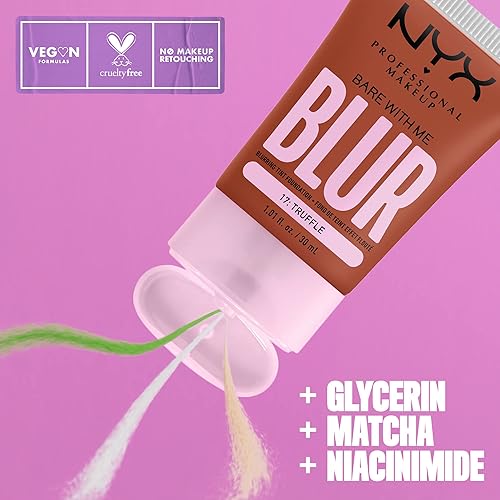 Vista 18 de NYX PROFESSIONAL MAKEUP Bare With Me Blur Skin Tint - Base de maquillaje con matcha, glicerina y niacinamida, marfil claro 03 marfil claro