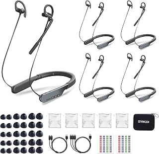SYNCO Xtalk S5 Wireless Intercom Headset System, 5-Pack, in-Ear Neckband