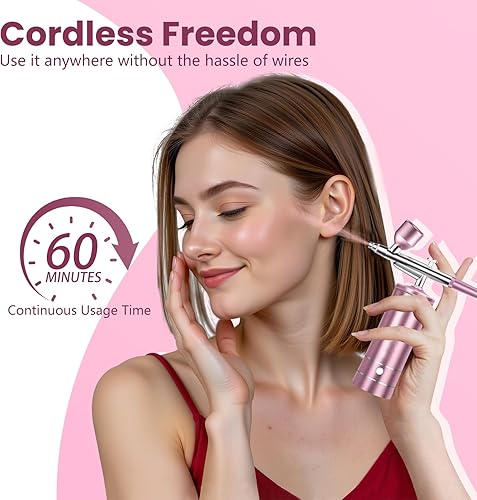 Miniatura 2 de Kit de aerógrafo con compresor pistola de aerógrafo inalámbrica portátil recargable mini juegos de pistola de aire de mano automática para