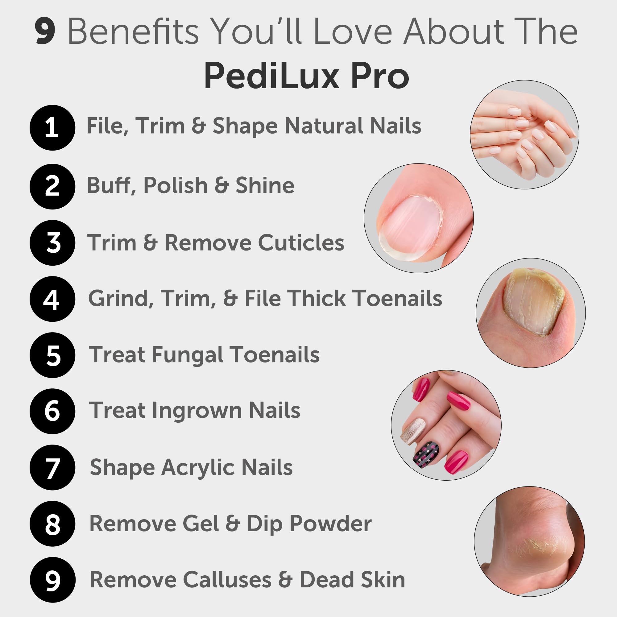 UTILYZE Kit Profesional De Manicura Y Pedicura Pedilux Pro: Lima Para Uñas Gruesas, Taladro Eléctrico Inalámbrico Para Limar Uñas, Lima Para Uñas Dremel, Lijadora, Elimina Callos Para Personas, Hombre