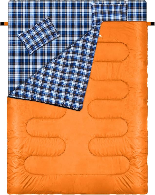 Sportneer Dupla Hálózsák 2 Személyes Vízálló 4 Évszakos Párnahuzattal Camping Túrázáshoz, 220 x 150 cm