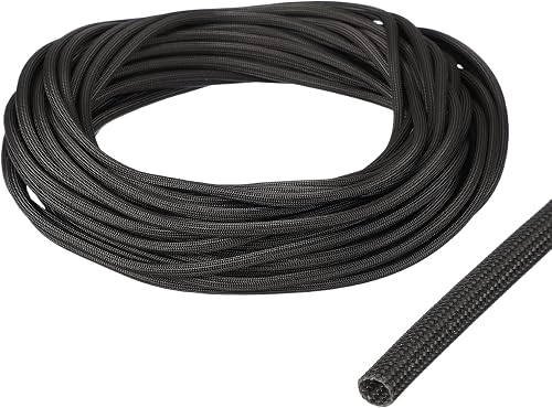uxcell Insulation Cable Protector,3mm/0.12 Inch-15m/49 Feet High Temp Fiberglass Sleeve Black