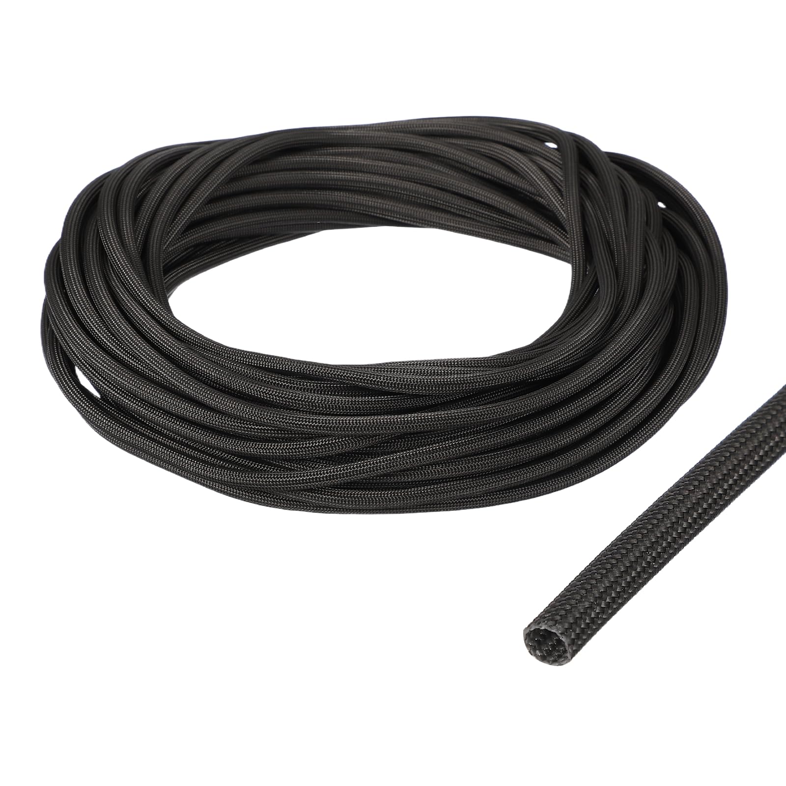 sourcing map Insulation Cable Protector,3mm/0.12 Inch-15m/49 Feet High TEMP Fiberglass Sleeve Black