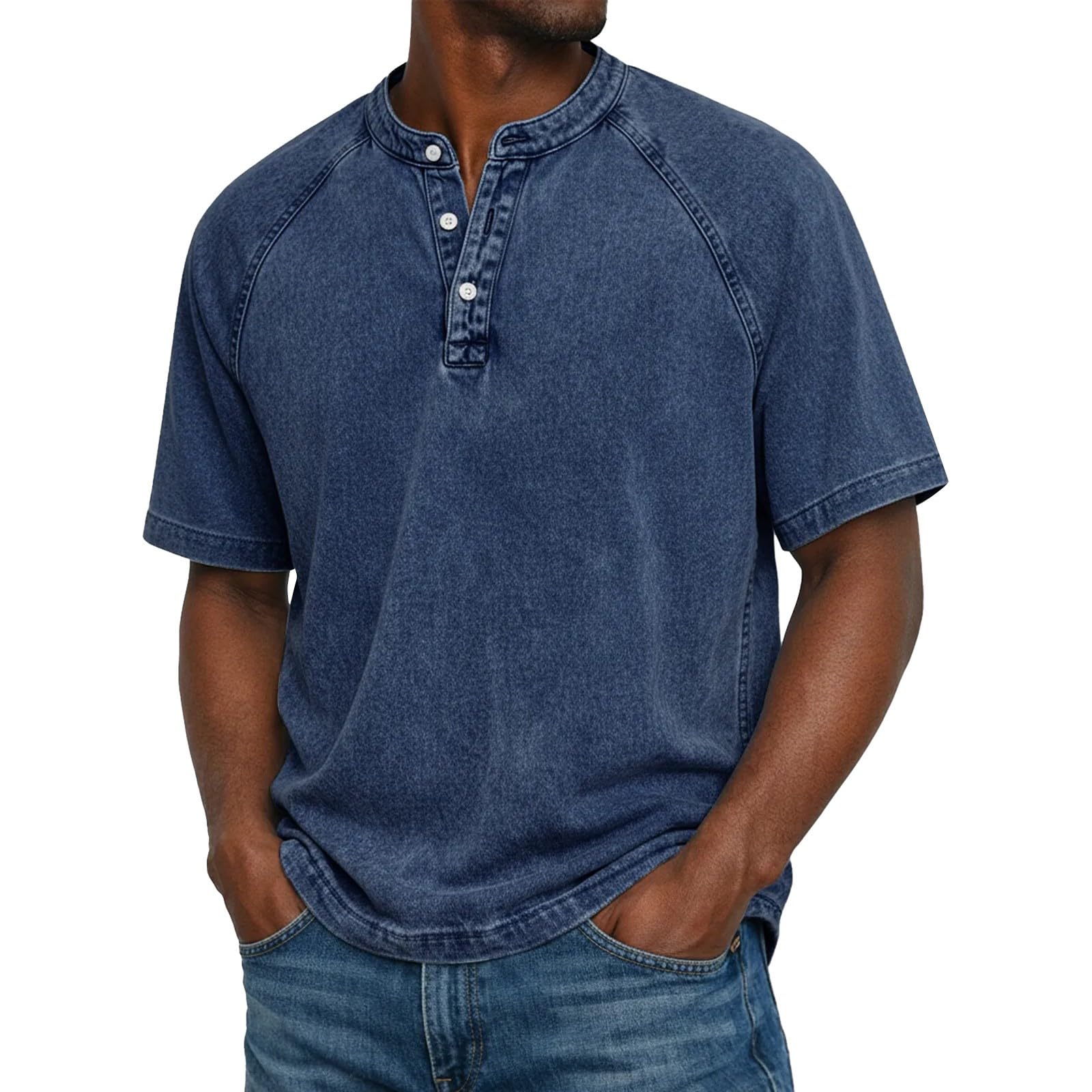 Henley, maglietta da uomo a maniche corte, vestibilità aderente, scollo a V, tinta unita, misto poliestere, traspirante, estiva, palestra, sport, abbigliamento sportivo, magliette alla moda per nonno
