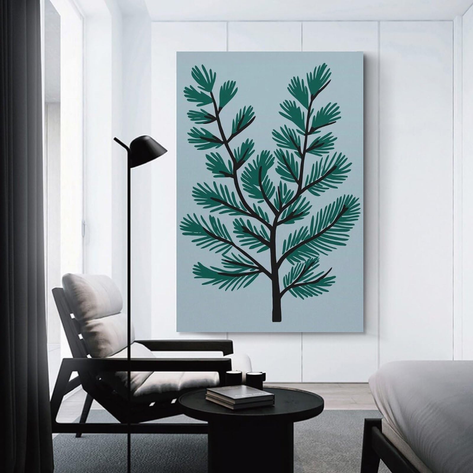 Junmoney Unframe-Style-24 Pine Tree Illustration Canvas Wall Art 16X24inch(40X60cm), For Study, Office Or Focused Interiors, Home Office Artwork With Decorative Appeal