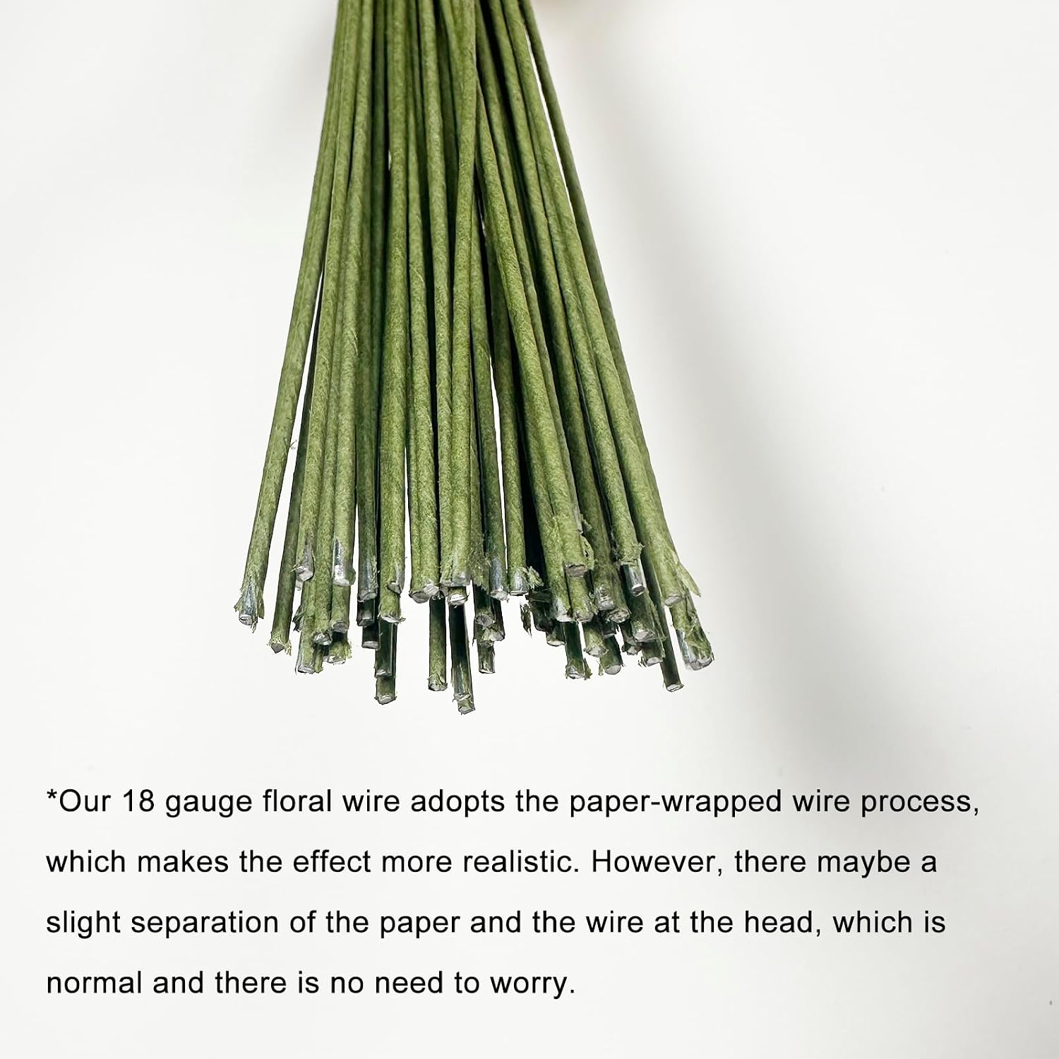Floral Wire 18 Gauge Dark Green Floral Paper Wrapped Wire - 15 inch Floral Wires 60 PCS/Pack