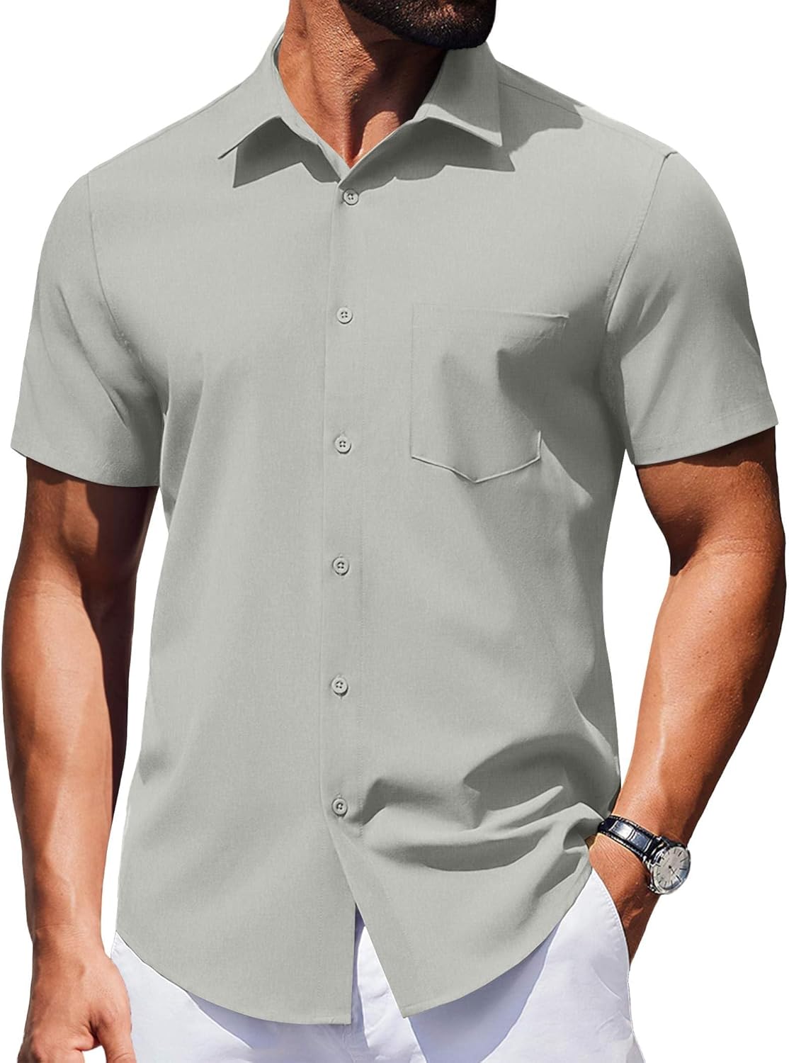 COOFANDY Mens Wrinkle Free Shirts 2026 Short Sleeve Casual Button Down Summer Dress Shirts