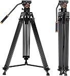 K&F CONCEPT 72-inch Professional Video Tripod, Heavy Duty Aluminum Tube Tripod with Fluid Head Max Loading Capacity 8KG/17.6LBS for DSLR Camcorders Camera VA18+ VH081