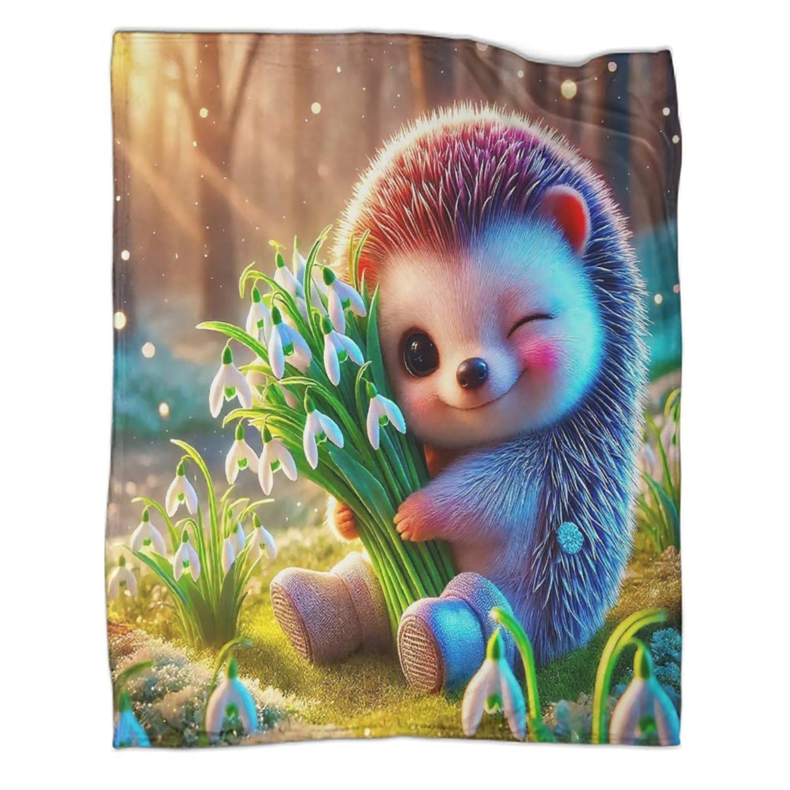 Couverture Jetable 3D Flanelle Hérisson pour Camping et Voyage | Plaid Confortable Enfant