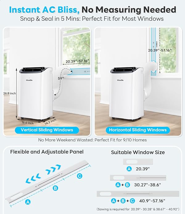 14,000 BTU Portable Air Conditioner Cools Up to 700 Sq.Ft, Auto-Evaporation Low Noise Portable AC Unit with Remote Control Fits for Large Room, Office, Garage,White by KoolSiln - Used condition - Image 8
