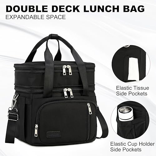 Miniatura 6 de Lonchera para hombres y mujeres, bolsa de almuerzo aislada de doble cubierta, enfriador grande a prueba de fugas, bolsas de almuerzo de doble