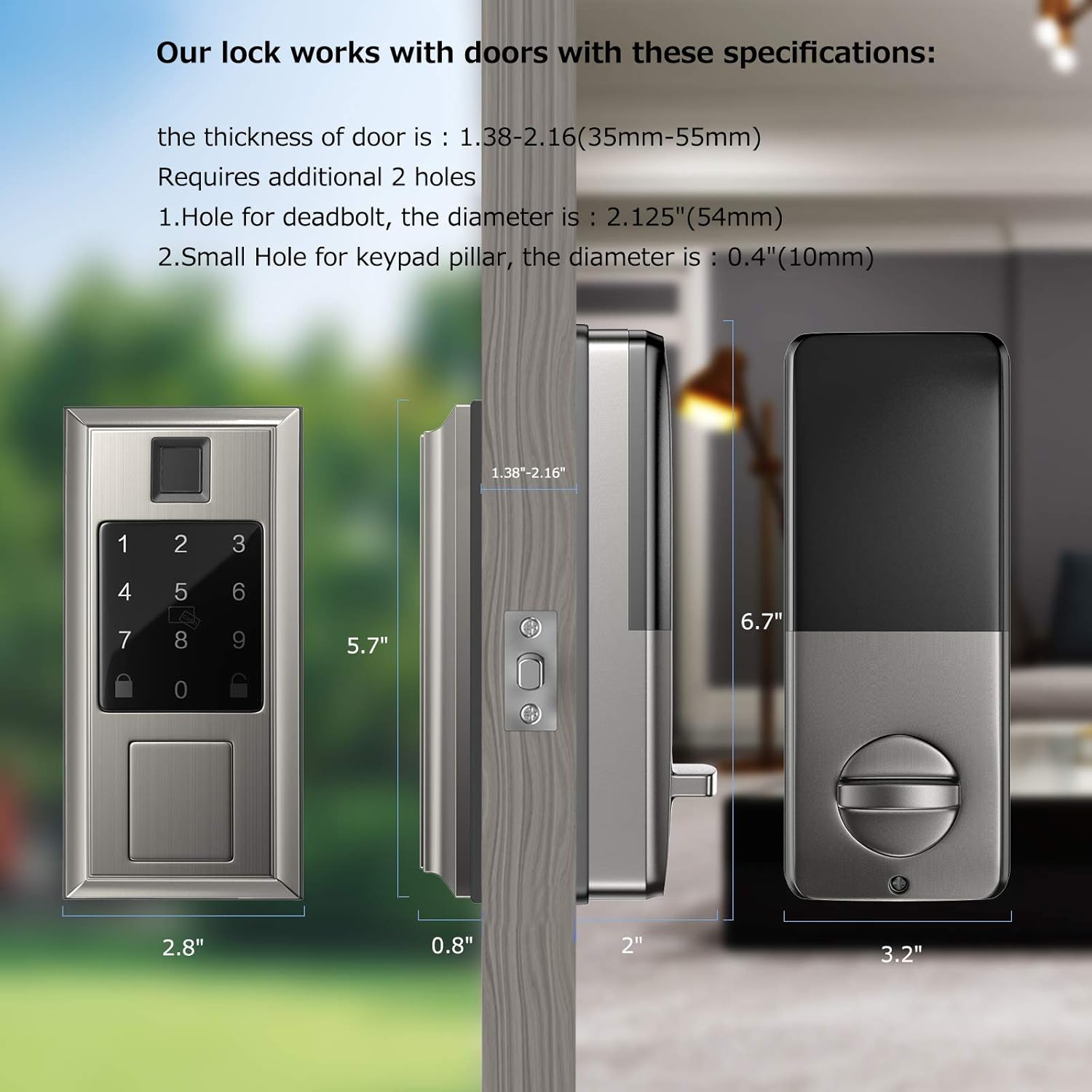 Best Cyber Monday 🔥 Security Smart Door Lock with Fingerprint Recognition, Oasbike Bluetooth Smart Door Lock, Touchscreen Keypad, Keyless Entry Door Lock Featuring Auto-Locking, Compatible with Alexa & Google Assistant