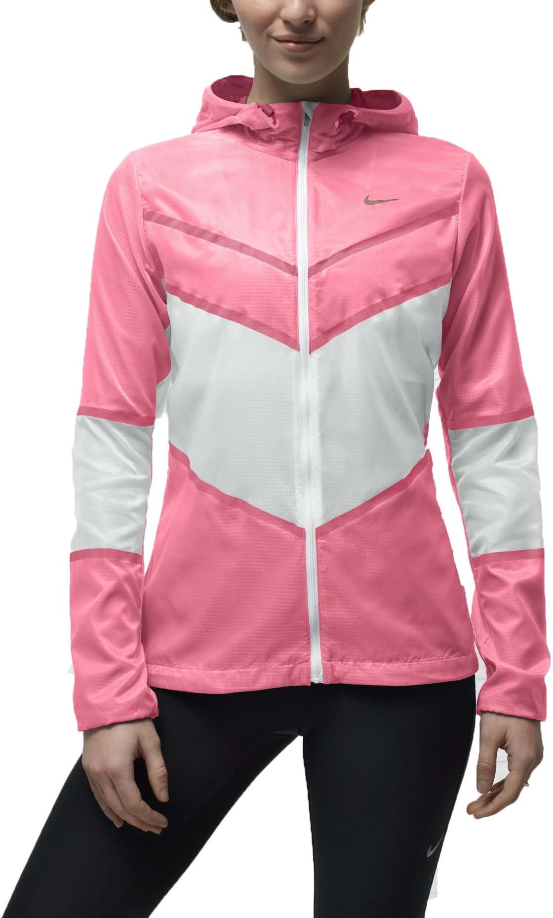 NIKE Women's Cyclone Lightweight Running Jacket-White/Coral