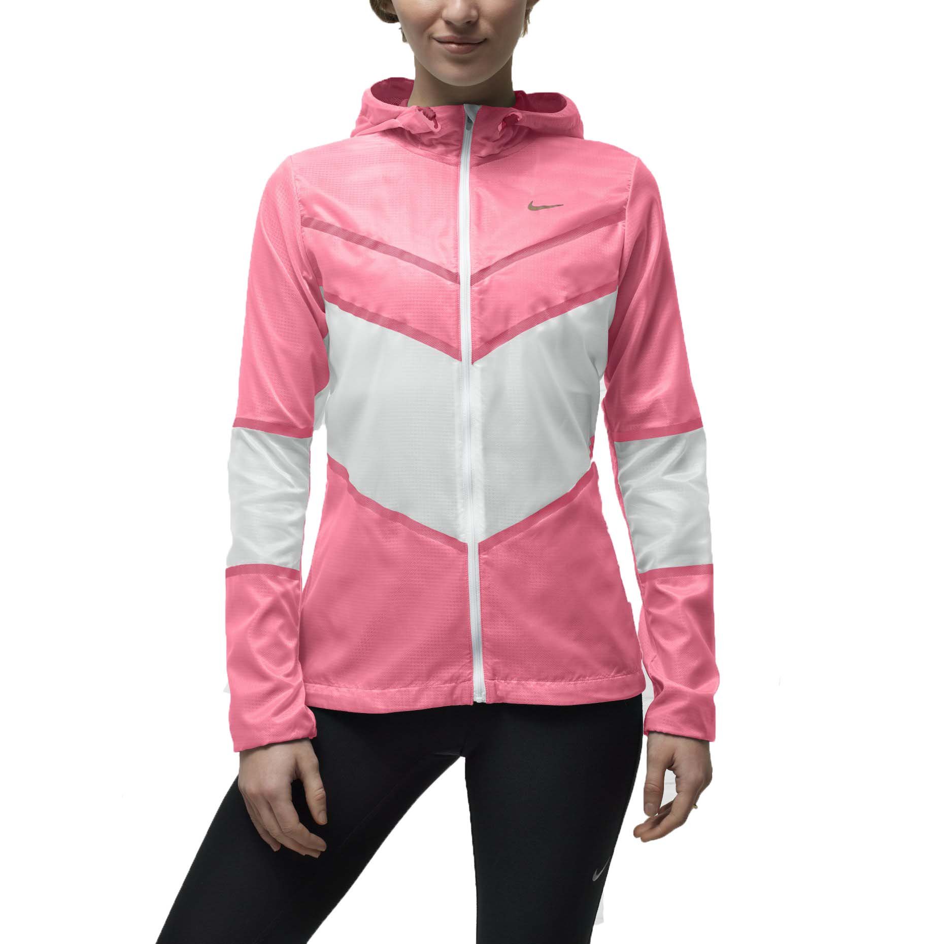 NIKE Women's Cyclone Lightweight Running Jacket-White/Coral