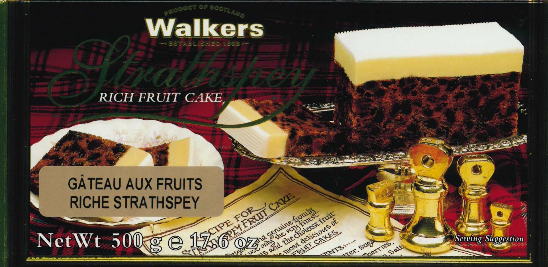 Walker's Shortbread Strathspey Rich Holiday Fruit Cake, Luxury Holiday Treat, 17.6 Oz Box