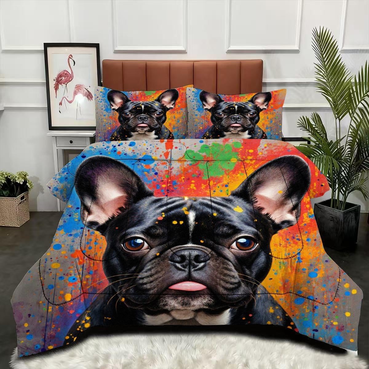 Nórdico de Tamaño Gigante | Carlino Animal Colorido, Edredón Mullido y Transpirable, Sustituto Edredón de Plumas, con 2 Fundas de Almohada, para Cama de 180 cm_A18192