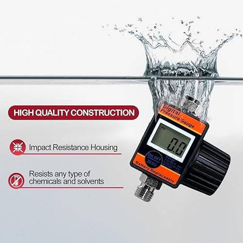 Miniatura 2 de LE LEMATEC Regulador digital de presión de aire, válvula de flujo de aire de diafragma NPT de 14 de pulgada de hasta 160 PSI medidor digital para