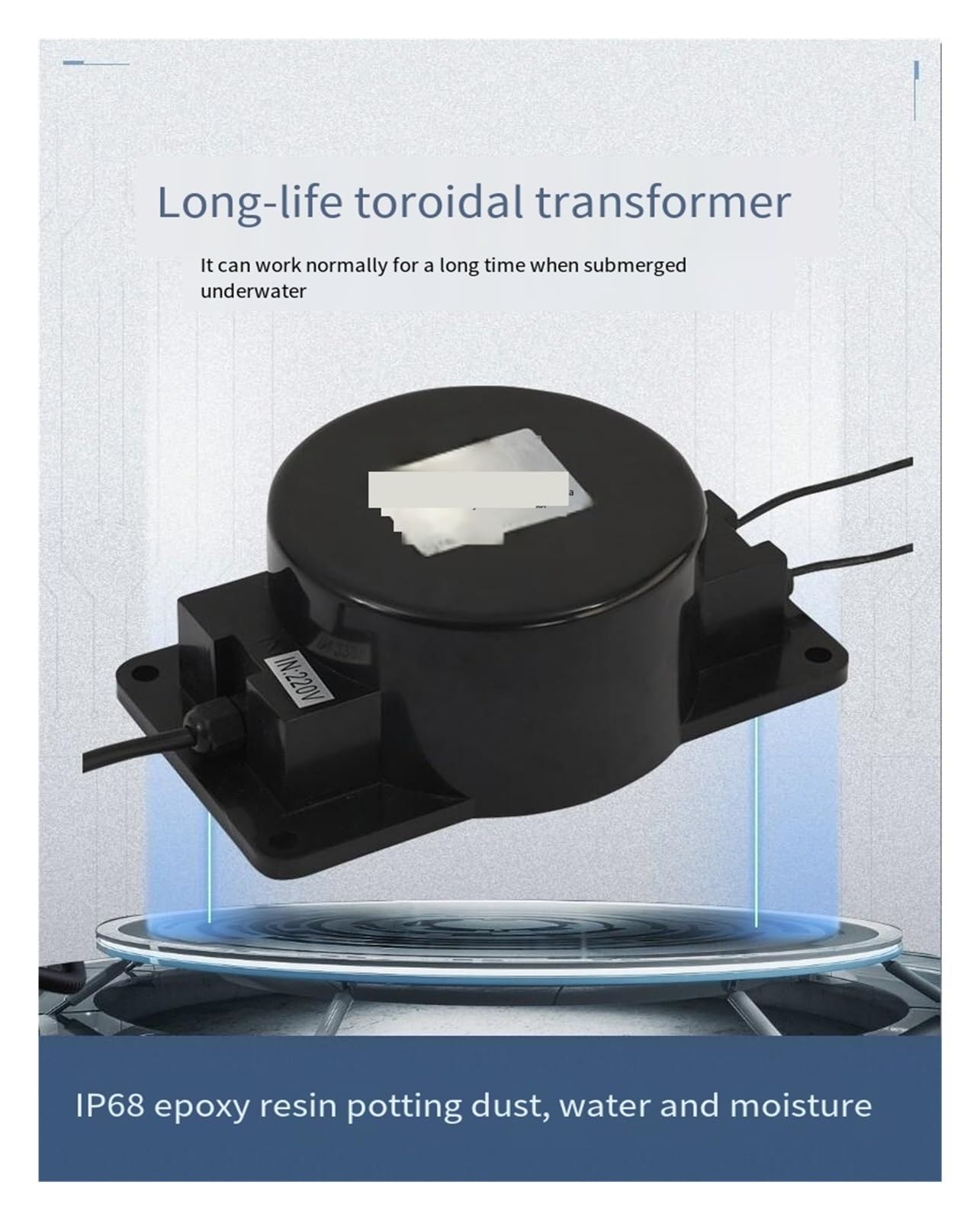 wasserdichter unterwasser transformator Wasserdichtes Unterwasser-Netzteil, Ringkerntransformator, Wechselstrom, 220 U/min, 12 V, 24, 500 W, hohe Effizienz und Energieeinsparung, einphasig