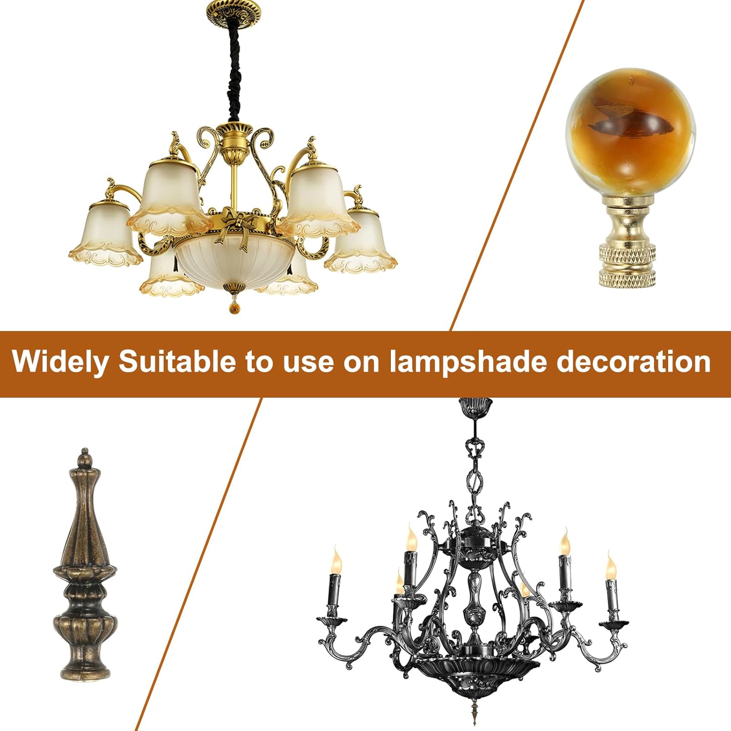 Generic 2pcs 1/4-27 Lamp Finial Cap Knob, Brushed Lamp Shade Top Harp Top, Bronze