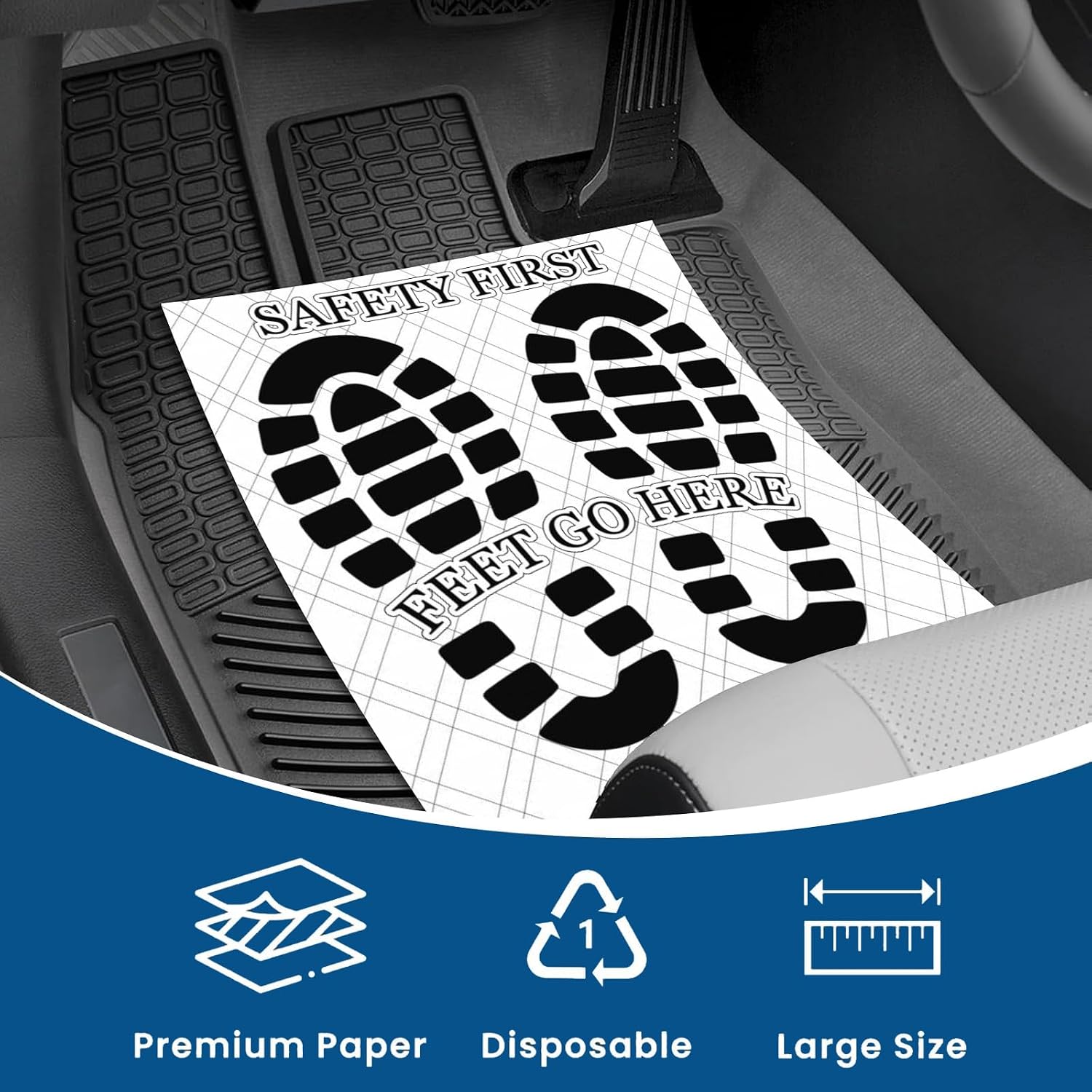 White Car Paper Floor Mats 200PCS Disposable Car Floor Fats Car Detailing Floor Mats Paper Perfect for Auto Detailing Dealership Supplies, White Large