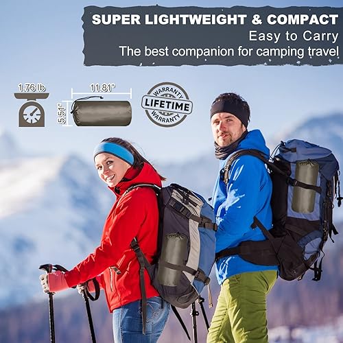 Miniatura 5 de MEETPEAK Almohadilla de campamento, almohadilla inflable para dormir, extra gruesa y ligera, colchoneta de dormir ultraligera, compacta,