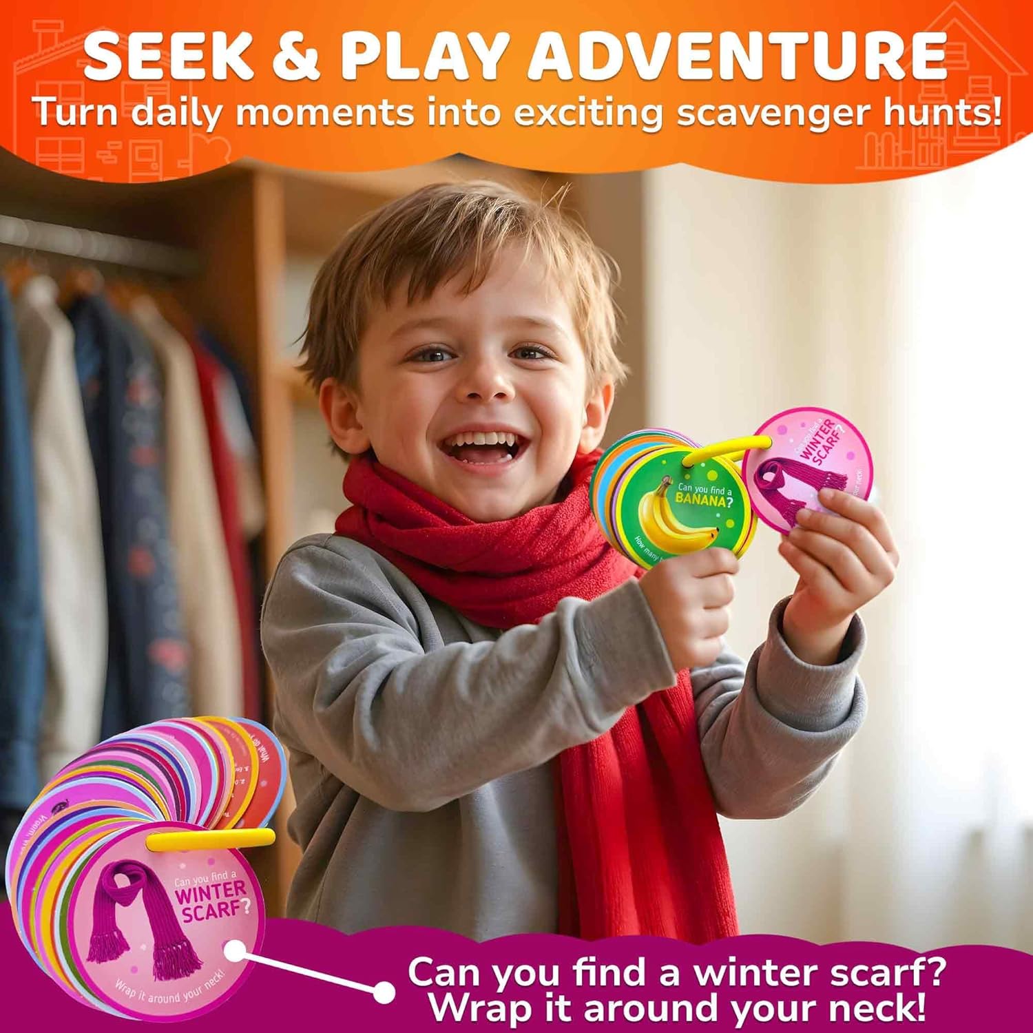 QUOKKA Scavenger Hunt Game for Toddlers 3-5 – 50 Toddler Activities Indoor Cards Game Set - Fun Educational Play for Preschool Boys and Girls and Early Development