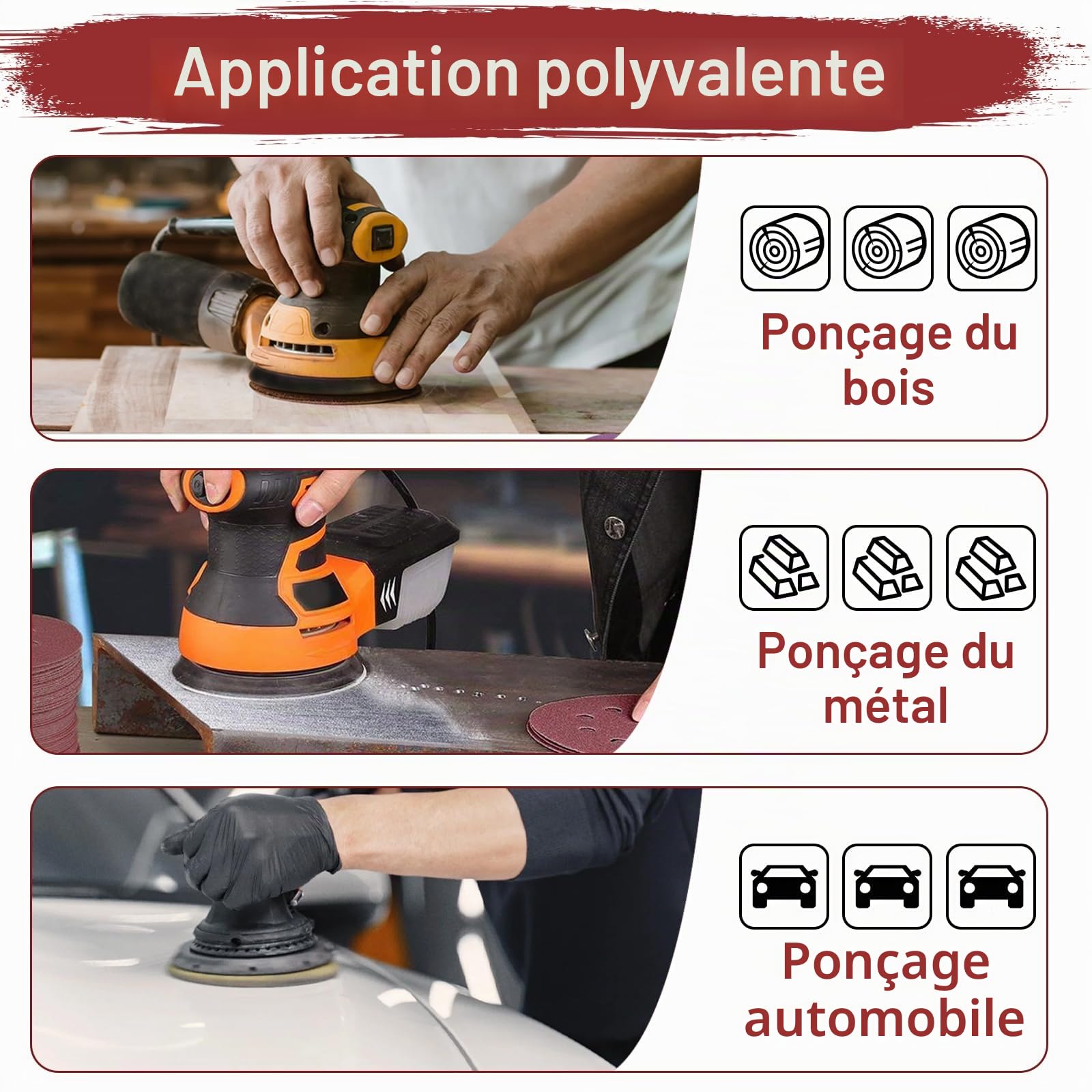 100 Pièces Disque Poncage 150mm, 6 Trous Disque Abrasif Grain P60 P80 P120 P240 P320 pour Poncer Polir Dérouiller pour Ponceuse Excentrique