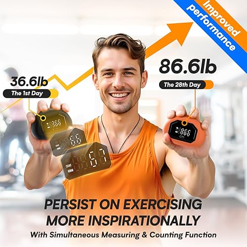 Miniatura 5 de HICHOR - Mini dinamómetro de fuerza de mano recargable para ejercicios de palma y dedos de mano, con ejercitador de dedos y equipo de ejercicio,