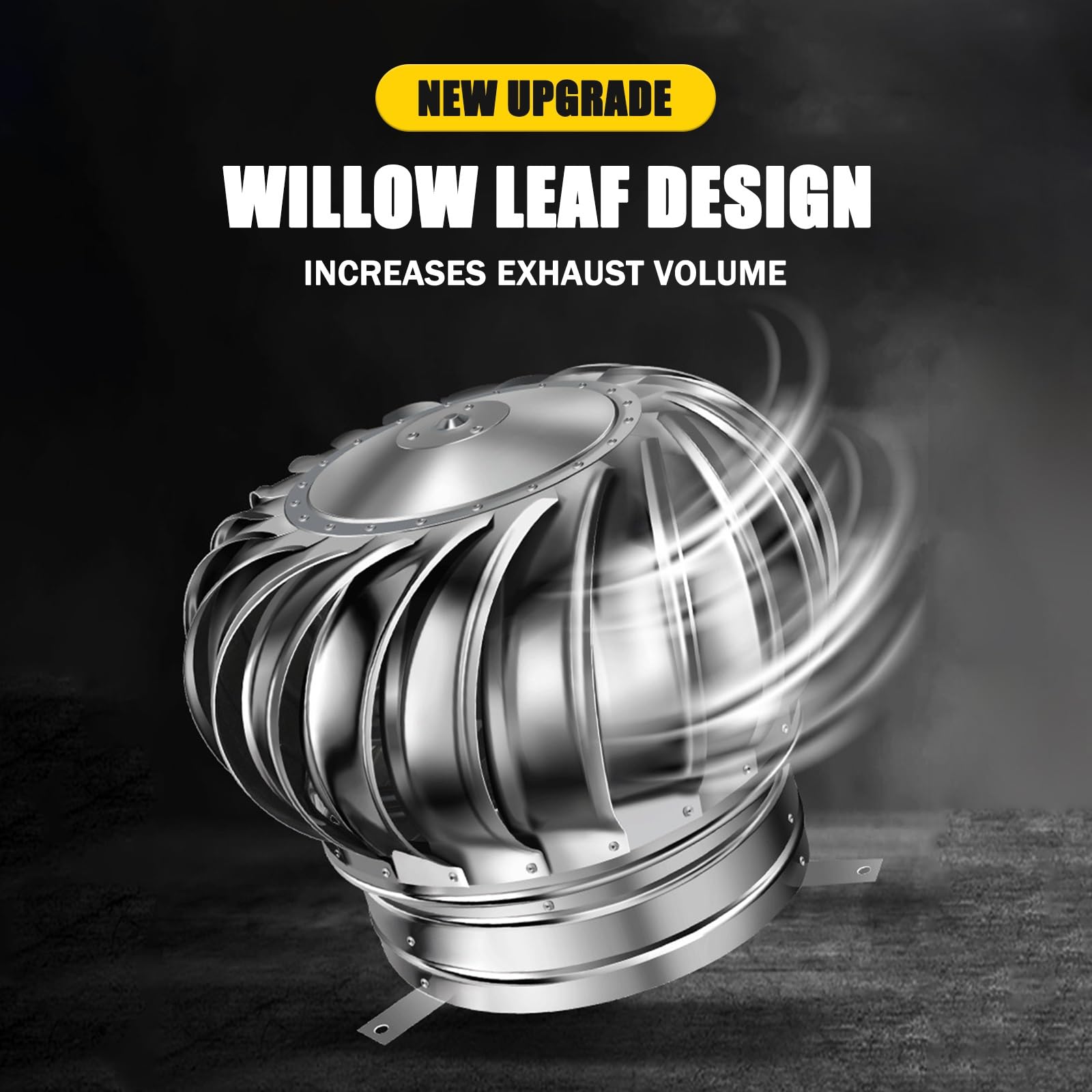 Drehbare Kaminhaube – Edelstahl Anti-Down-Zugluft Rauchabzug Abdeckung 600 mm Spinner Hut für verbesserte Belüftung und Schutz