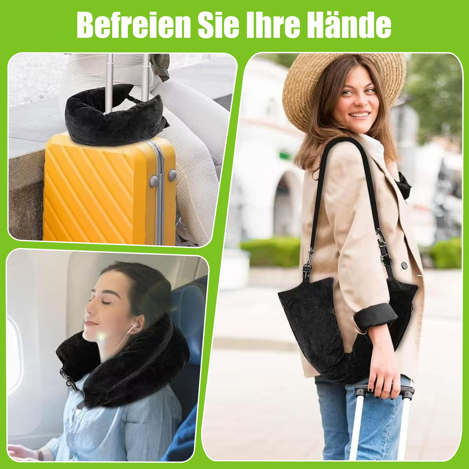 Befüllbares Reise-Nackenkissen – U-förmig, Mit Augenmaske & Verstellbarem Gurt Für Flug & Zug
