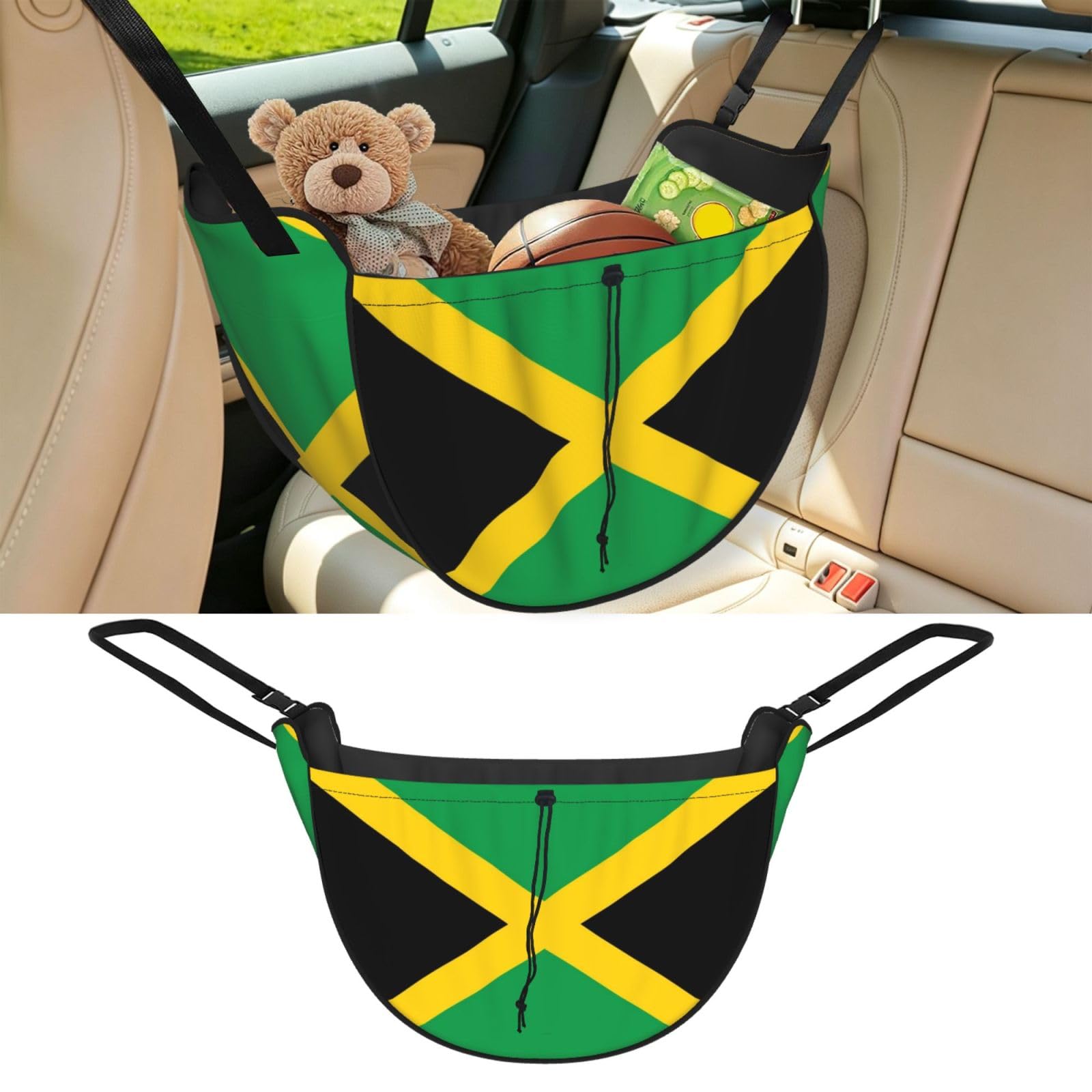 Cntdbu Black Flag Of Jamaica Car Seat Organizer-Backseat Storage Bag For Travel