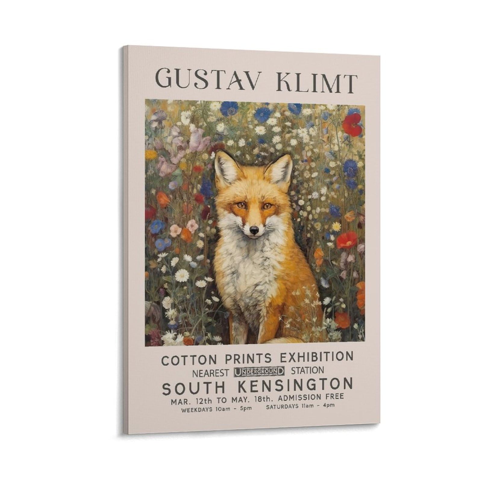 Gustav Klimt Fox Flower Wall Art Plant Poster Wall Decor For Bedroom Canvas Painting Bathroom Art Wall Decor 08x12inch(20x30cm)