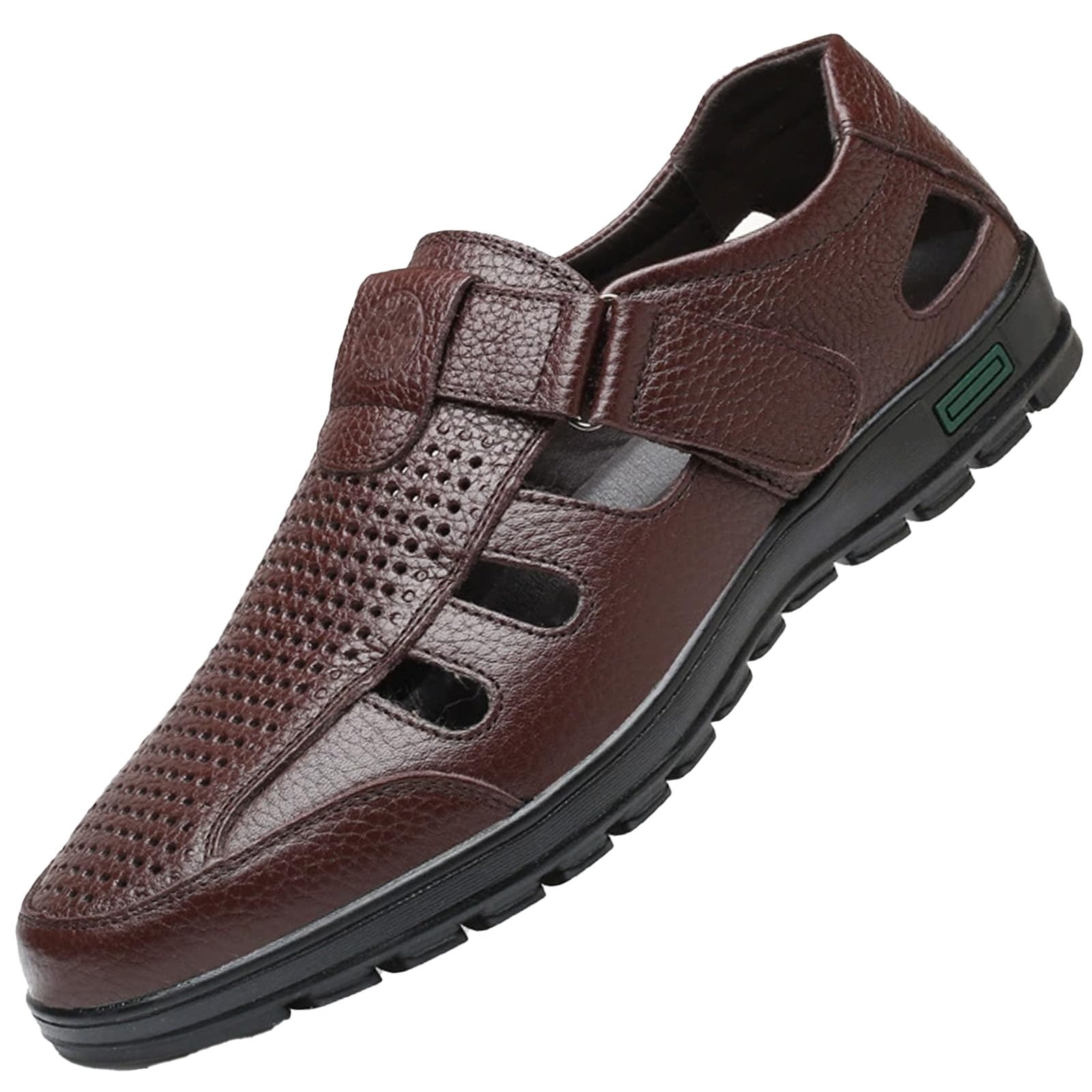 Sandali estivi da uomo in pelle traspirante casual punta chiusa comode scarpe da passeggio abito leggero antiscivolo suola morbida piatta