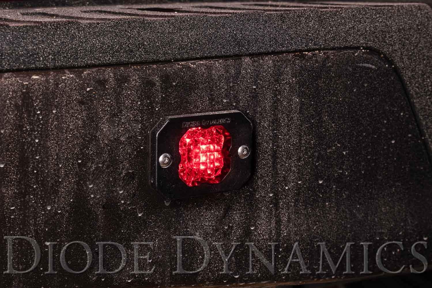 Diode Dynamics SSC1 Sport White Flush Mount LED Pod (pair), Flood w/Red Backlight
