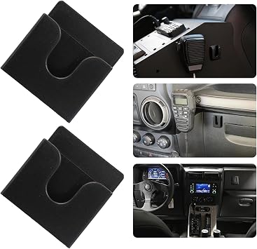 2PCS Black Radio Microphone Hanger, 30x30x16mm, Style 2 | Adhesive Back, CB Microphone Holder, Plastic Car Mic Hanger, For Cars Homes Offices