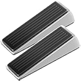Architectural Hardware - Heavy Duty Zinc Door Stopper with Rubber Anti Scuff Grips - Metal & Rubber Wedge Door Stoppers for Bottom of Door - Modern Door Stops - Door Wedge (2, ZInc Sliver Finish)