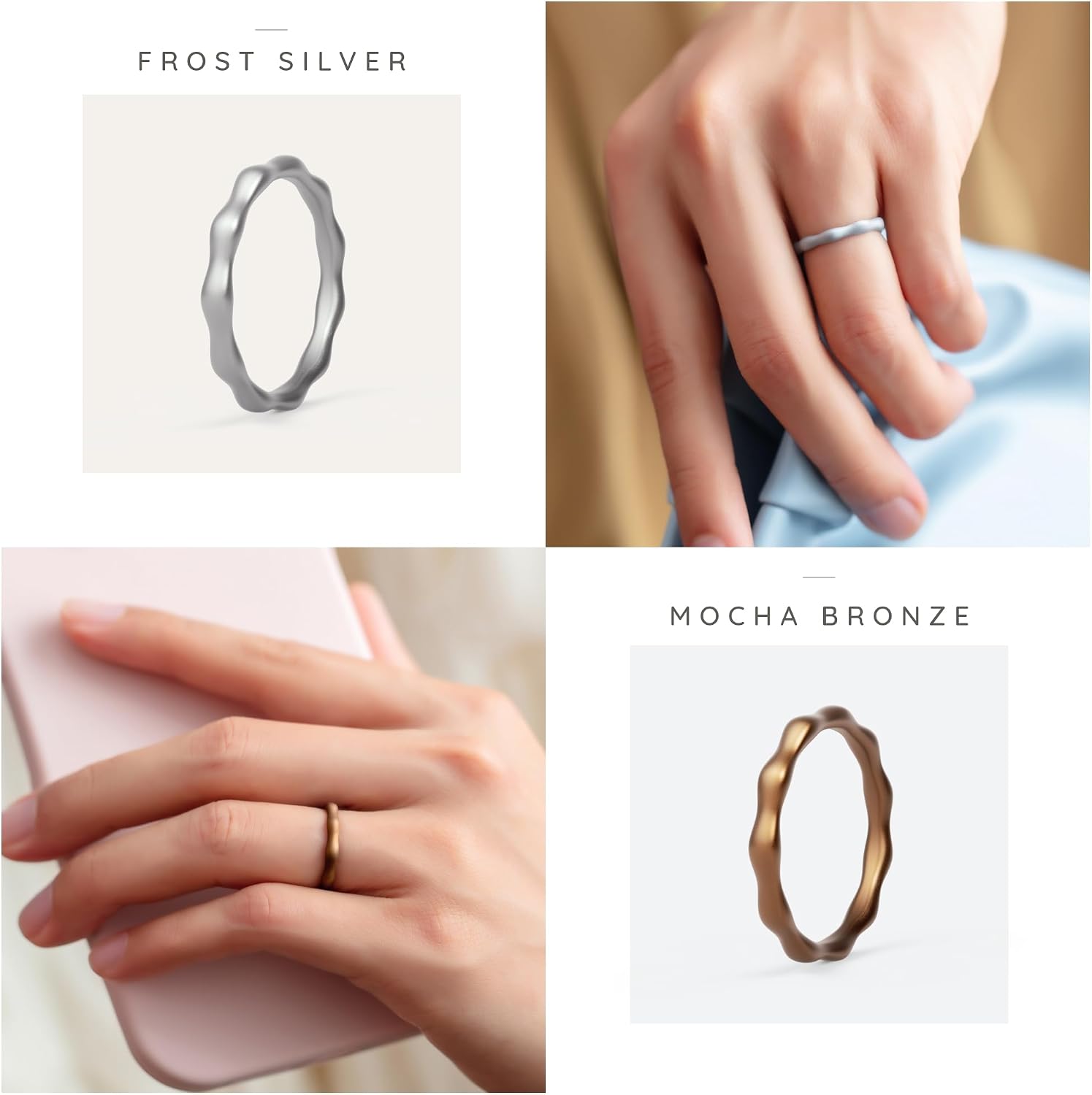 ThunderFit Silicone Rings Wedding Bands for Women, 3mm Wide, 2.4mm Thick, Women's Self-Stacking Rings, Rubber Engagement Bands, 1/3 Variety Multipack