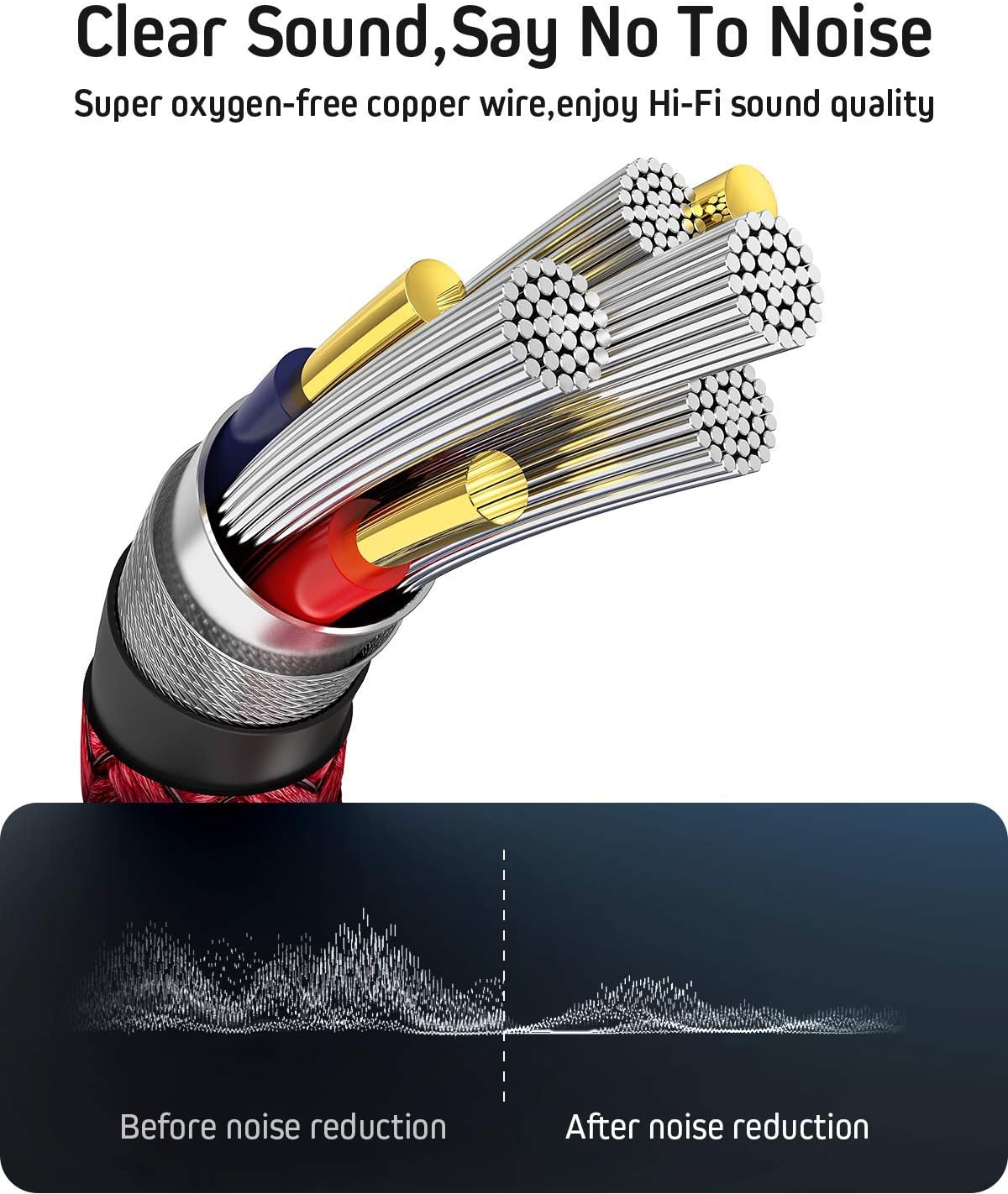 AINOPE Aux Cables [2-Pack/4ft], 90°Angled 3.5mm Aux Cord[Hi-Fi Sound, Nylon Braided] Male to Male Stereo Audio Cables Compatible with Car, Beats Headphone, Studio, Recorder, Smartphone- Red
