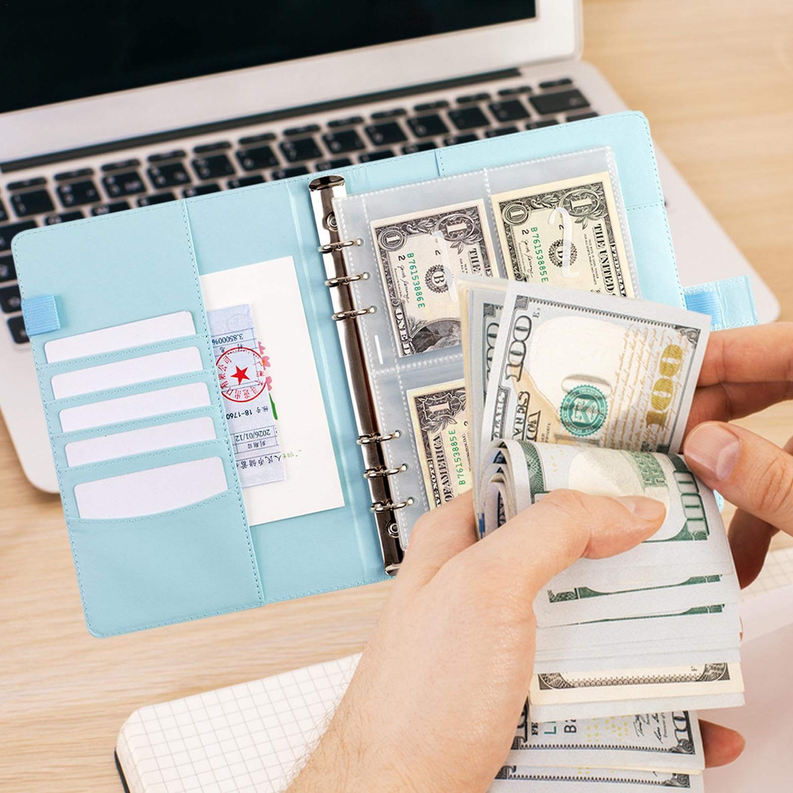 Toguma Livre Défi Économie 100 Enveloppes - Planificateur Budgétaire Rose Avec Enveloppes Transparentes