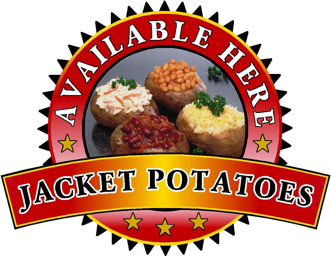 Jacket Potato Sold Here Sticker - Catering Sign Window Decal Cafe Restaurant Ice Cream (Large 400 x 520mm)