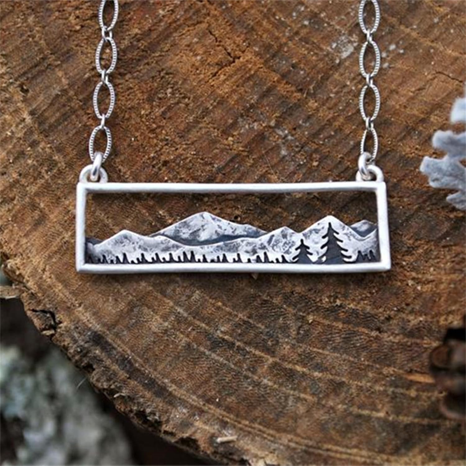ONLYJUMP 3D Mountain Range Necklace for Women Unique Antique Silver Wandering River Mountain Valley Sunset Forest Tree Pendant Necklace Nature Jewelry - Image 4