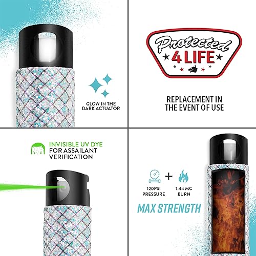 Miniatura 4 de Guard Dog Security Bling It On Pepper Spray para mujer, máxima resistencia, accesorio de llavero, hasta 16 pies, acceso rápido e instantáneo con un
