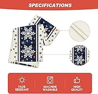 Vista 5 de Artoid Mode Buffalo Plaid Snowflakes Blue Christmas Table Runner, Seasonal Winter Kitchen Dining Table Decoration for Home Party Decor 13x72 Inch