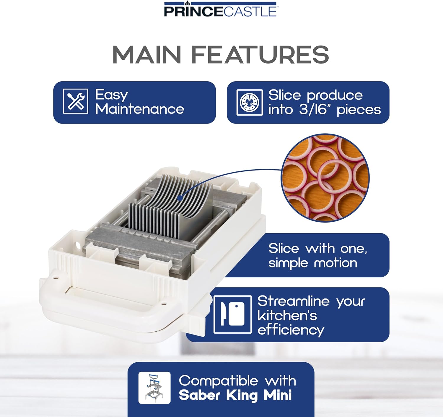 Prince Castle Saber King Mini Onion Blade Pusher Set, 3/16-inch - Vegetable Chopper and Kitchen Chopper for Cutting and Dicing Onions