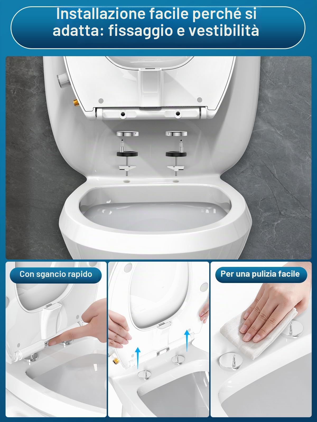 YEAUPE PRO - Sedile WC con chiusura rallentata e bidet, universale, ovale, bianco, non elettrico, con doppi ugelli autopulenti, schienale separato e pulizia femmina (ovale bianco)